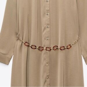 Zara Belted Oversized Dress 
Size : M * Color: Stone